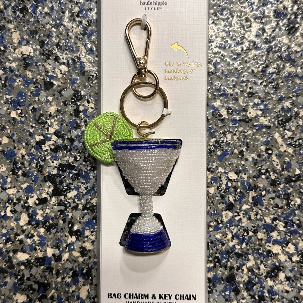 Haute Hippie Blue and White Beaded Bag Charm